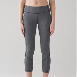 Lululemon Pace Rival Crop *22" Heathered Black / Black SIZE 6 NWT
